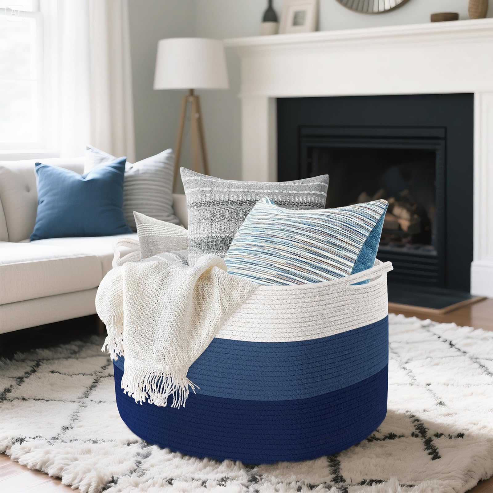 Maliton Laundry Baske, Large Blanket Basket for Toys Clothes 55x35cm 68L Foldable Hols Shape Well - Image 2