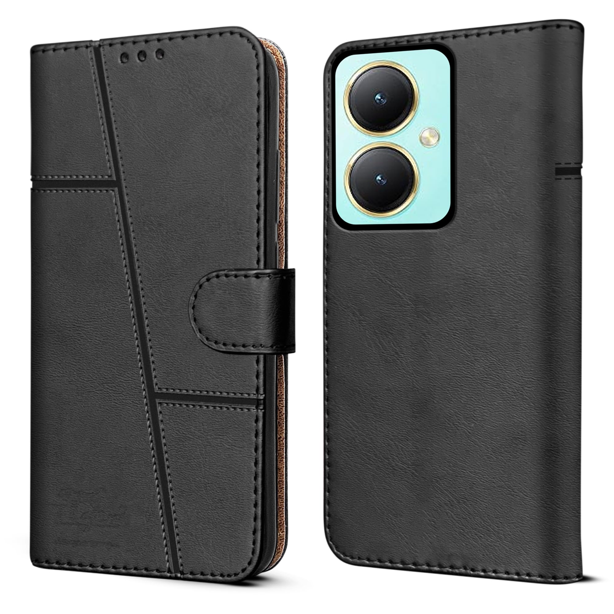 Jkobi Flip Cover Case for Vivo Y27 (Stitched Leather with Magnetic Closure | Black) (B0CHRRX342) Amazon Price History, Amazon Price Tracker