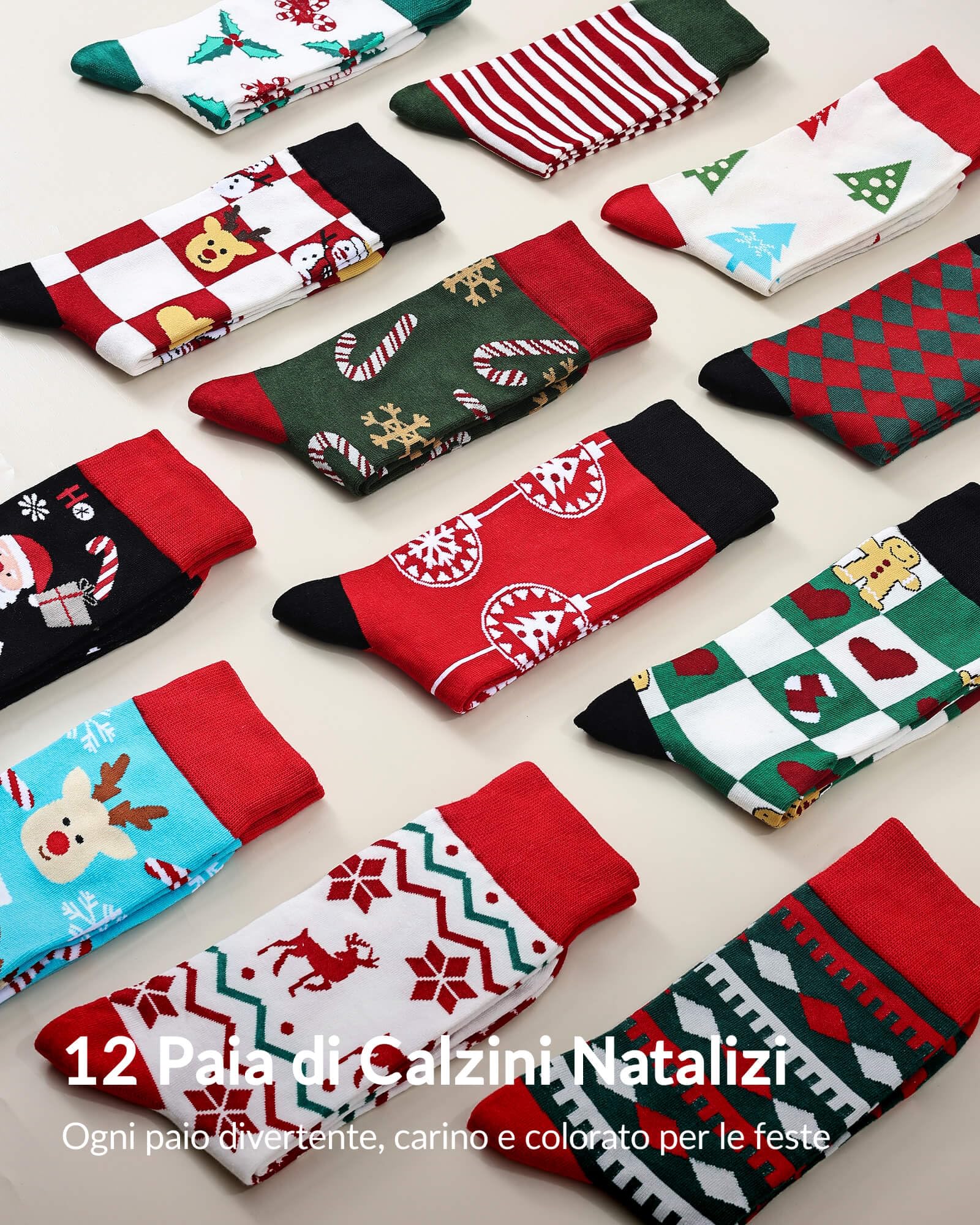 Moyel 12 paia Calendario Avvento Calzini Uomo 43-46 Regalini per Calendario Avvento 2025 Idee Calendario dell'avvento Uomo Advent Calendar 2025 per Lui Idee Regalo Natale Maschile