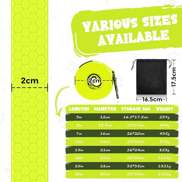 Foto 7 de 8 de Correa Perro Adiestramiento, 3 m / 5m / 7m / 10m / 15m Impermeable Amarillo