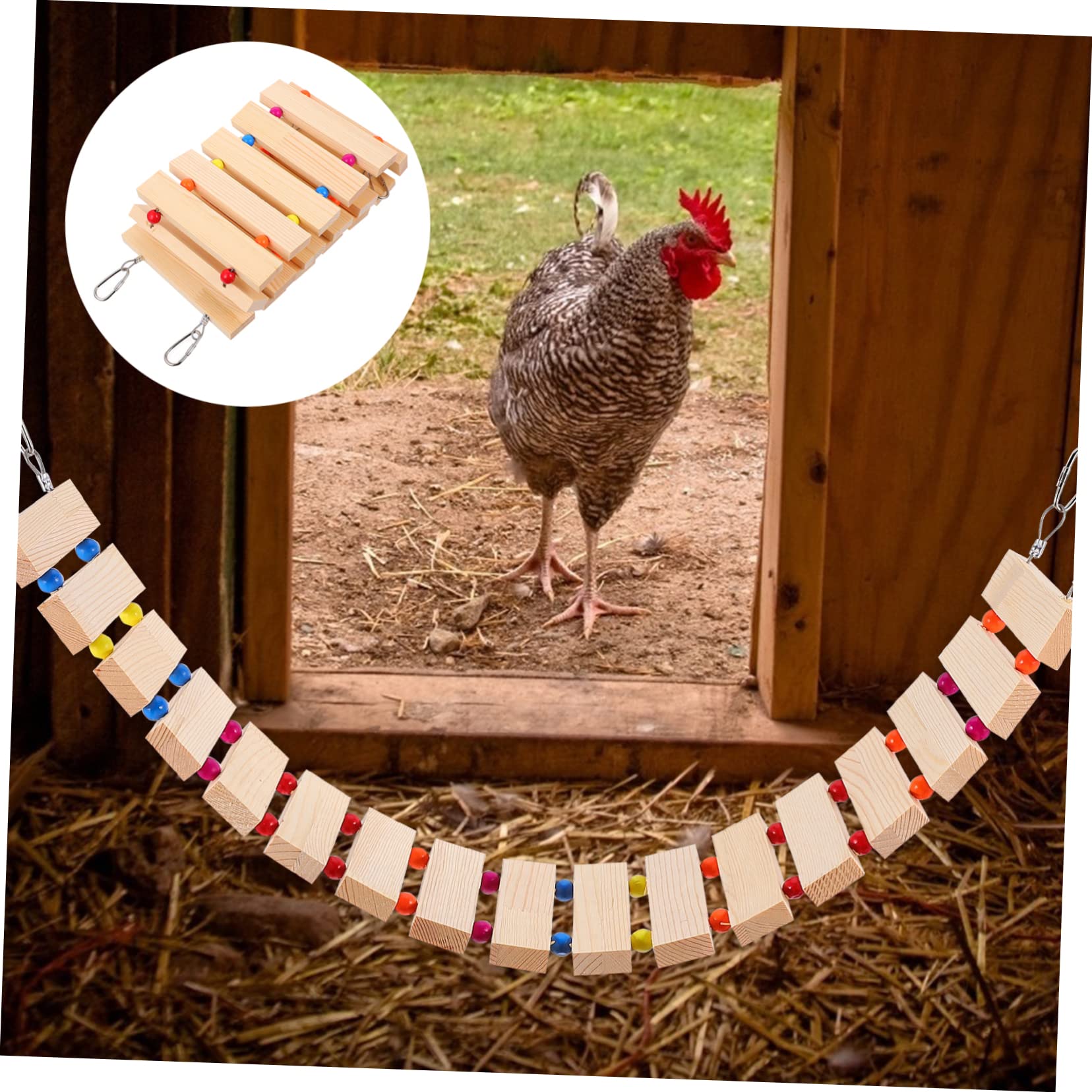 Mipcase Juguetes para Gallineros Percha para Pollos de Madera Escalera de Juguete para Aves de Corral Soporte para Gallinas