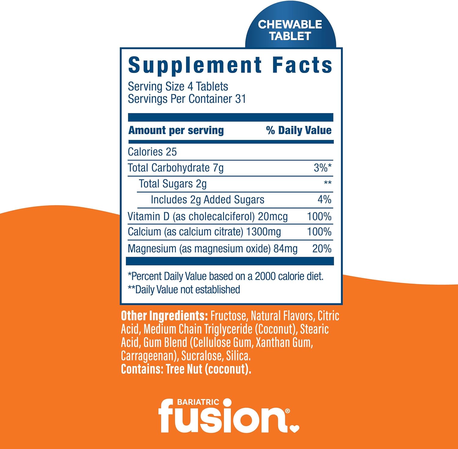 Bariatric Fusion Calcium Citrate Chewable Tablet | Orange Citrus Flavored | Chewable Calcium Citrate | Bone Health Support* | Gluten, Dairy and Soy Free | Non-GMO | 124 Count - Image 4