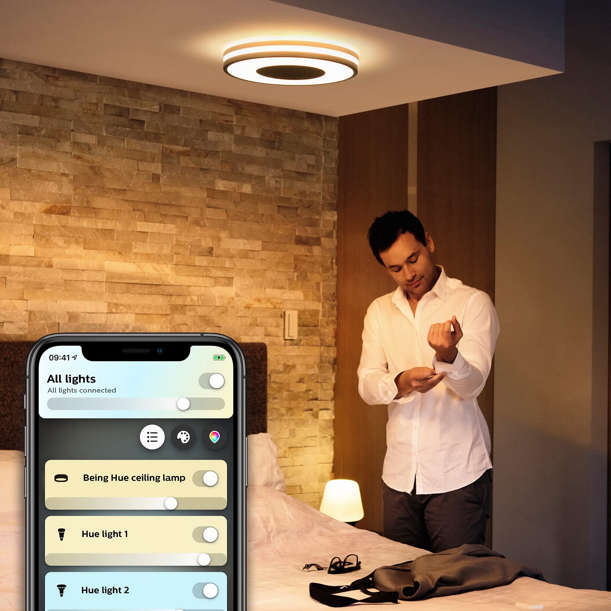 Philips Hue – Lámpara inteligente, Hue Being, Plafón LED Inteligente, Luz Blanca de Cálida a Fría, Compatible con Alexa y Google Home, Color Negro