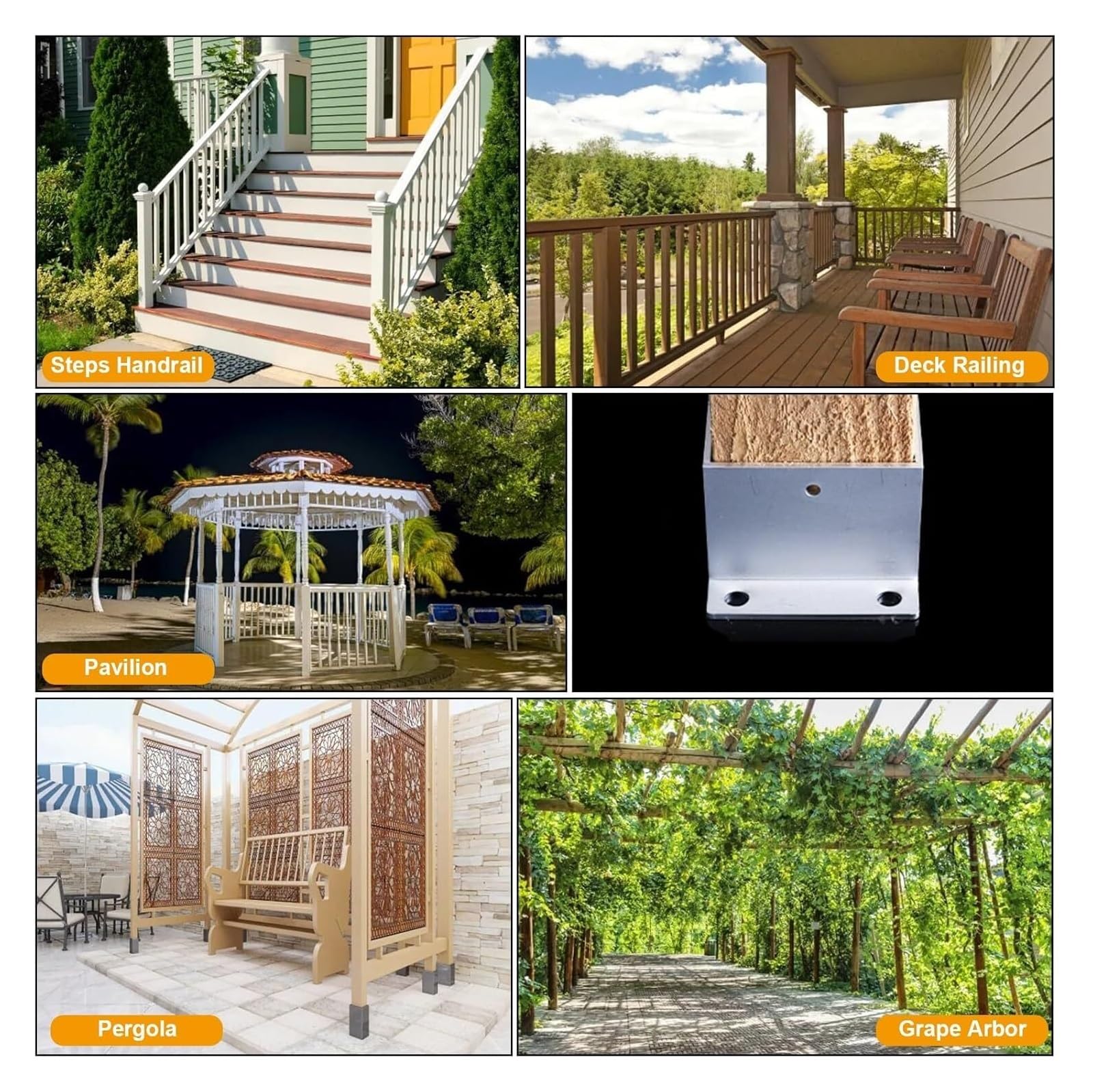 Base de Soporte para Poste de Valla/pérgola, Anclaje para Base de Poste, Soporte de Poste atornillable, Anclaje para Poste de Puerta/Valla, Soportes de Acero Inoxidable para terraza/pérgola