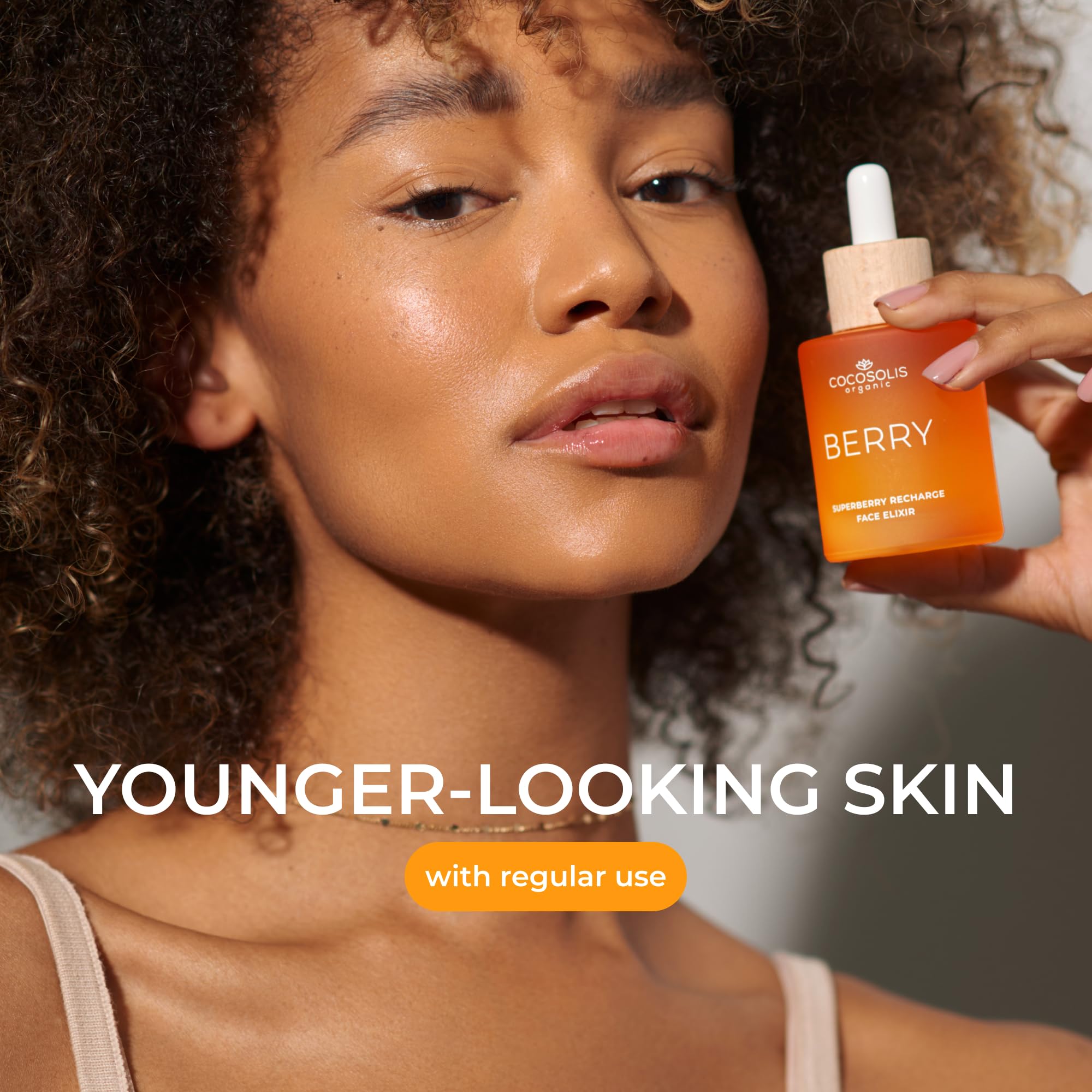 COCOSOLIS Berry Superberry Recharge Face Elixir, eliksir do twarzy z olejkami organicznymi, wegańska odżywcza pielęgnacja na dzień z witaminą E i olejkami aktywowanymi enzymami