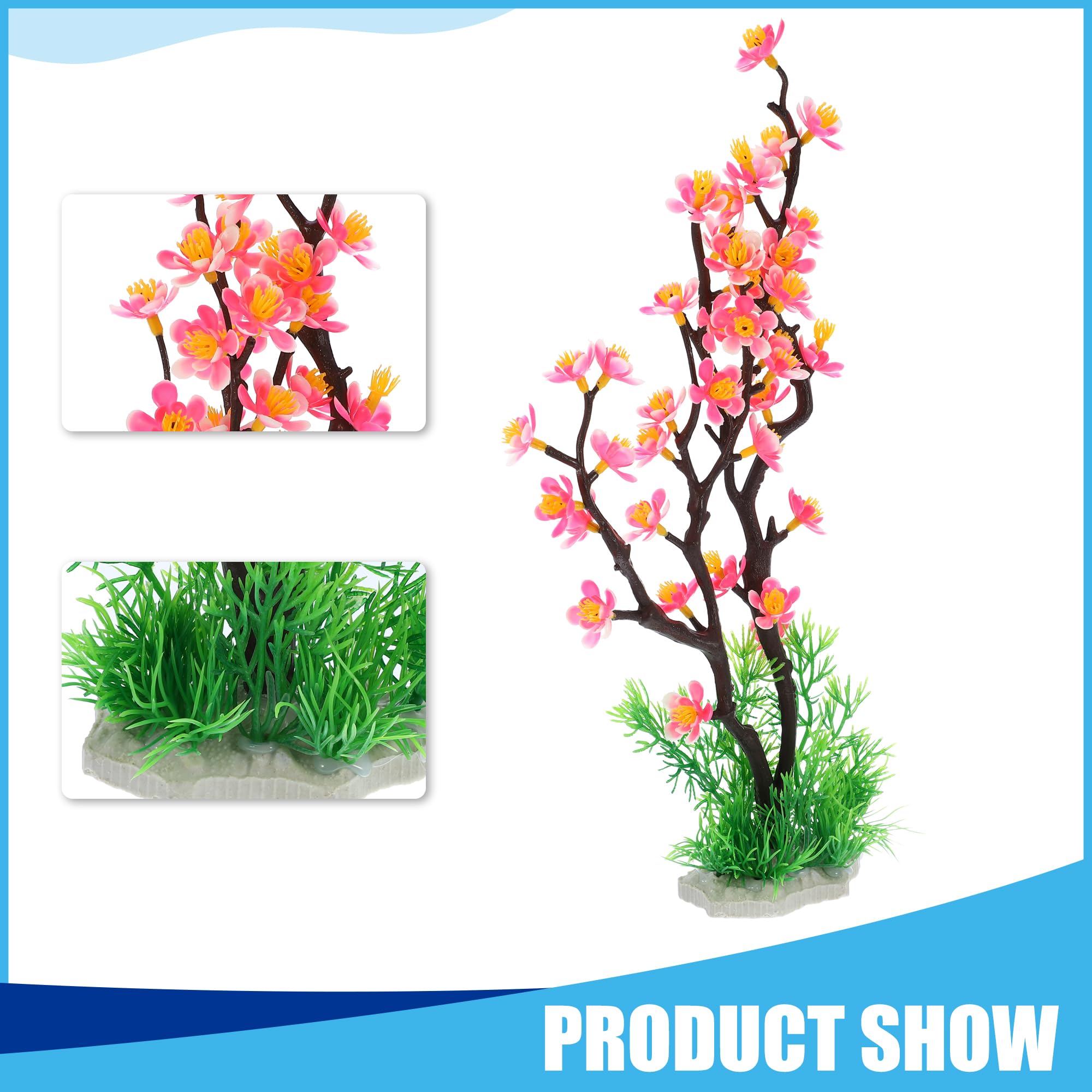 CAPASTEC Aquarium Plastic Plants, Mini Aquarium Decorations PE Ceramics Plants for Aquarium 12.8Inch (Pink) - Image 2