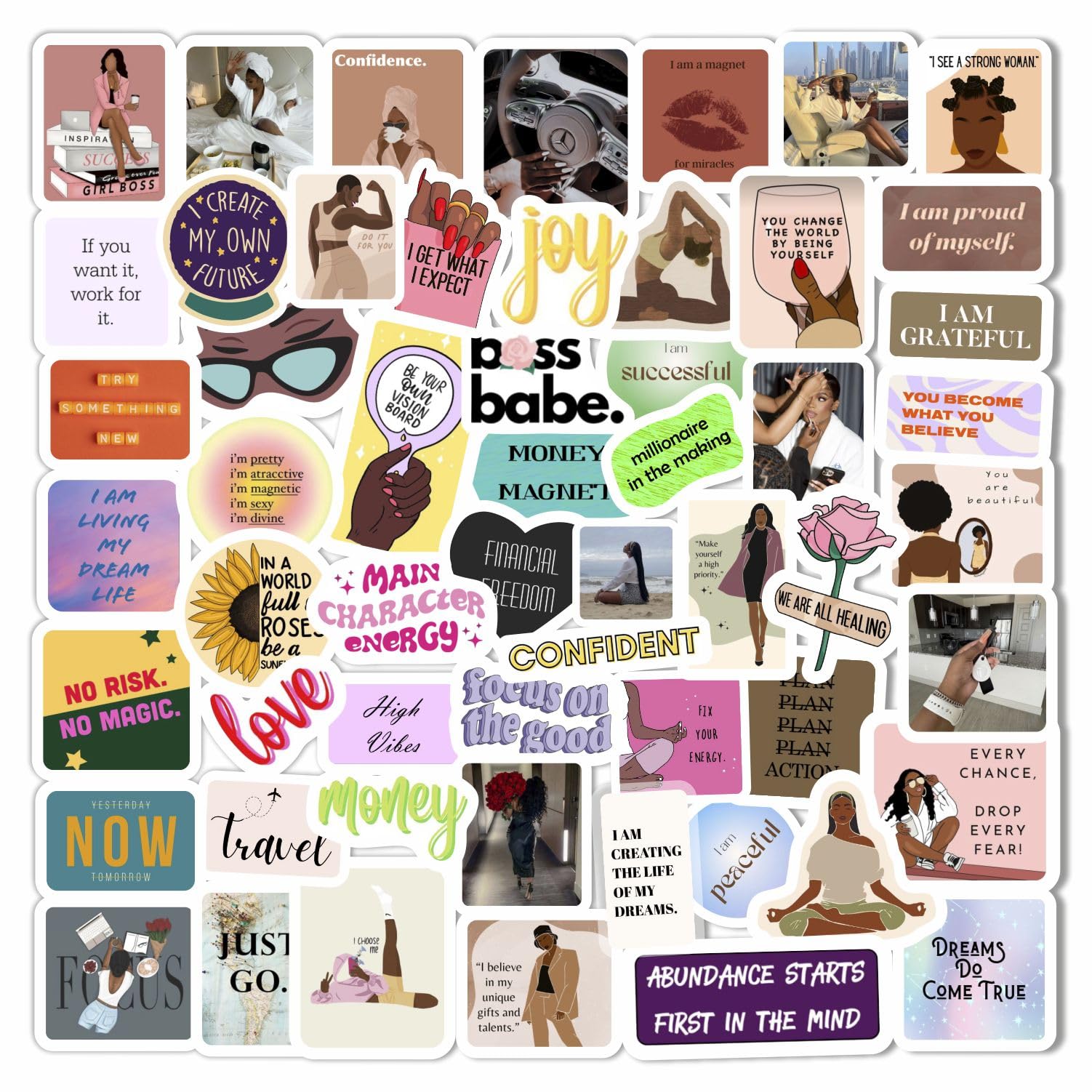 200Pcs Vision Board Stickers for Black Women, Vision Board Supplies Kit, Magazines - Motivational & Inspirational Stickers, Gifts for Women & Men