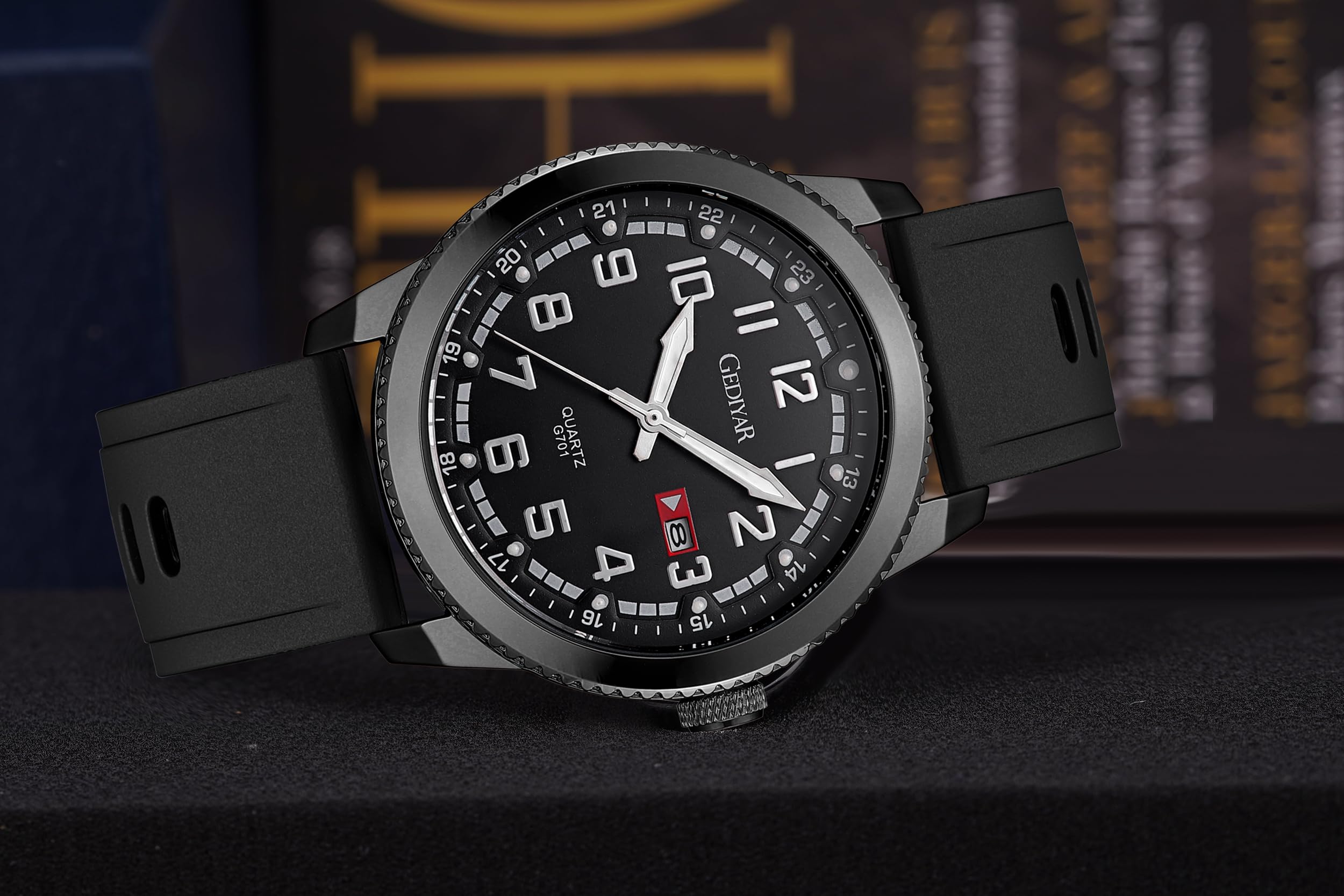 Orologio da uomo con quadrante grande, impermeabile, cinturino in silicone, analogico al quarzo, facile da leggere, con data, orologio sportivo luminoso – durevole ed elegante (G701 nero),