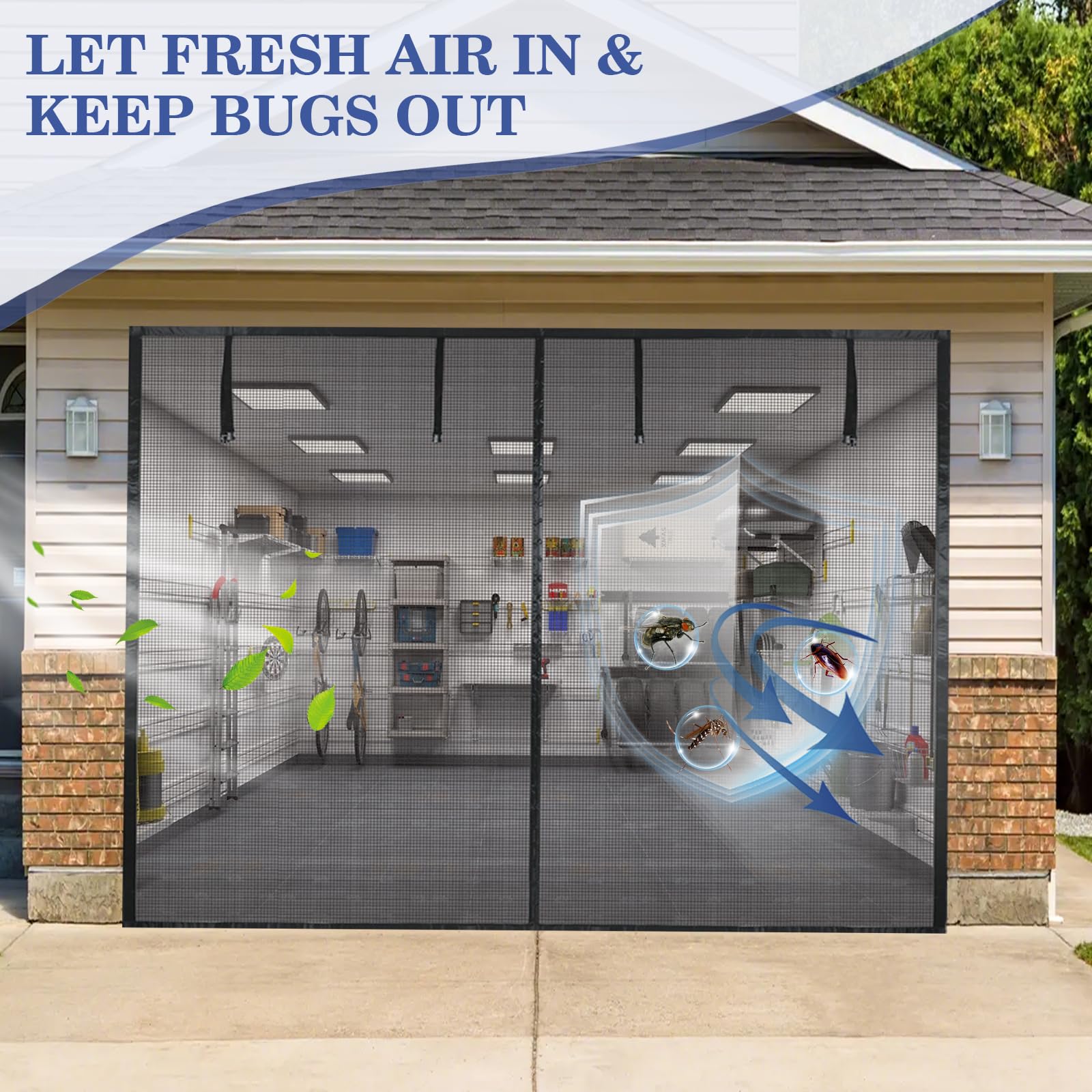 Garage Door Screen, Magnetic Fly Screen Door, Heavy Duty Mesh Garage Door Curtains - Image 3
