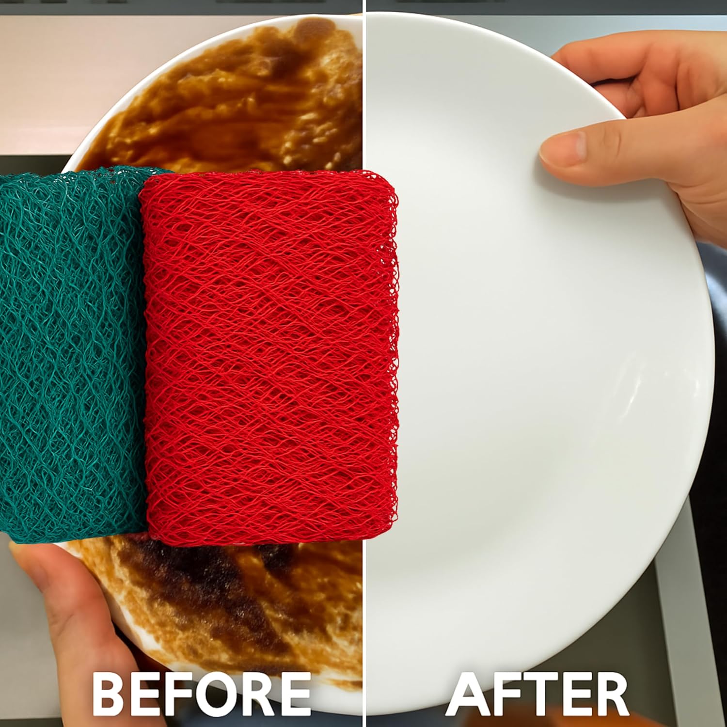 12 Non-Scratch Mesh Dish Washing Net Cloths – Odorless, Quick-Dry Scrubbing Dish Cloths for Kitchen Cleaning, Nonstick Cookware, Pots, Pans & Glassware – Reusable Durable Sponge Alternative