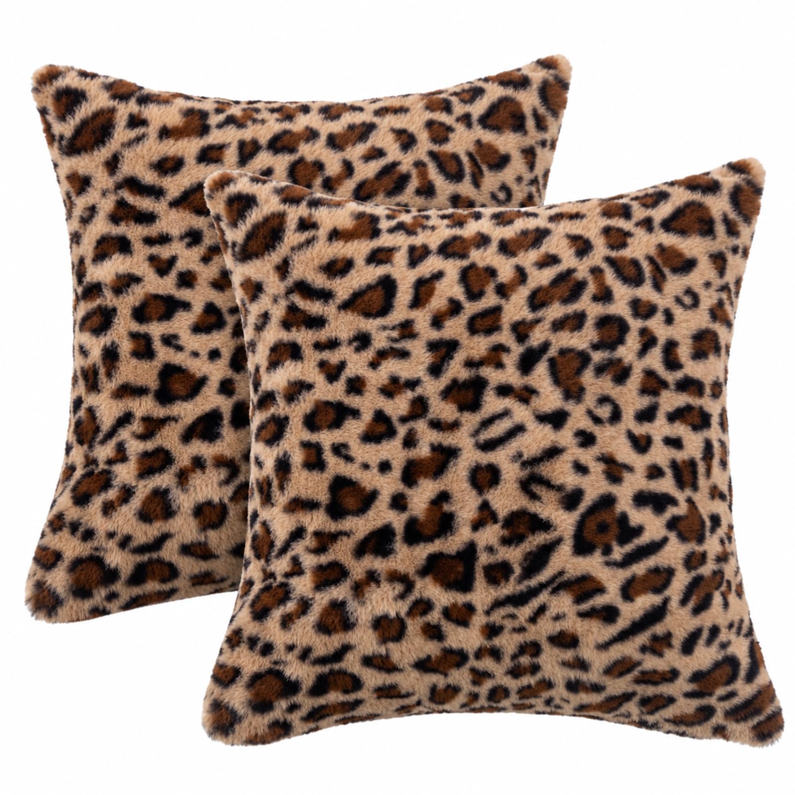 HOSTECCO Cheetah Leopard Print Cushion Covers 45x45 cm Warm Brown