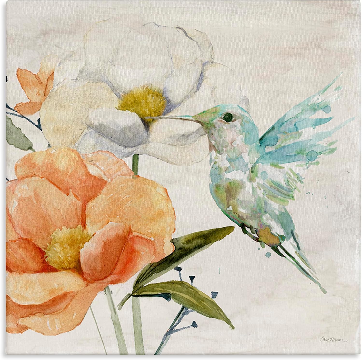 Stupell Industries Hummingbird & Flower Nectar Canvas Wall Art Design by Carol Robinson, 17 x 17