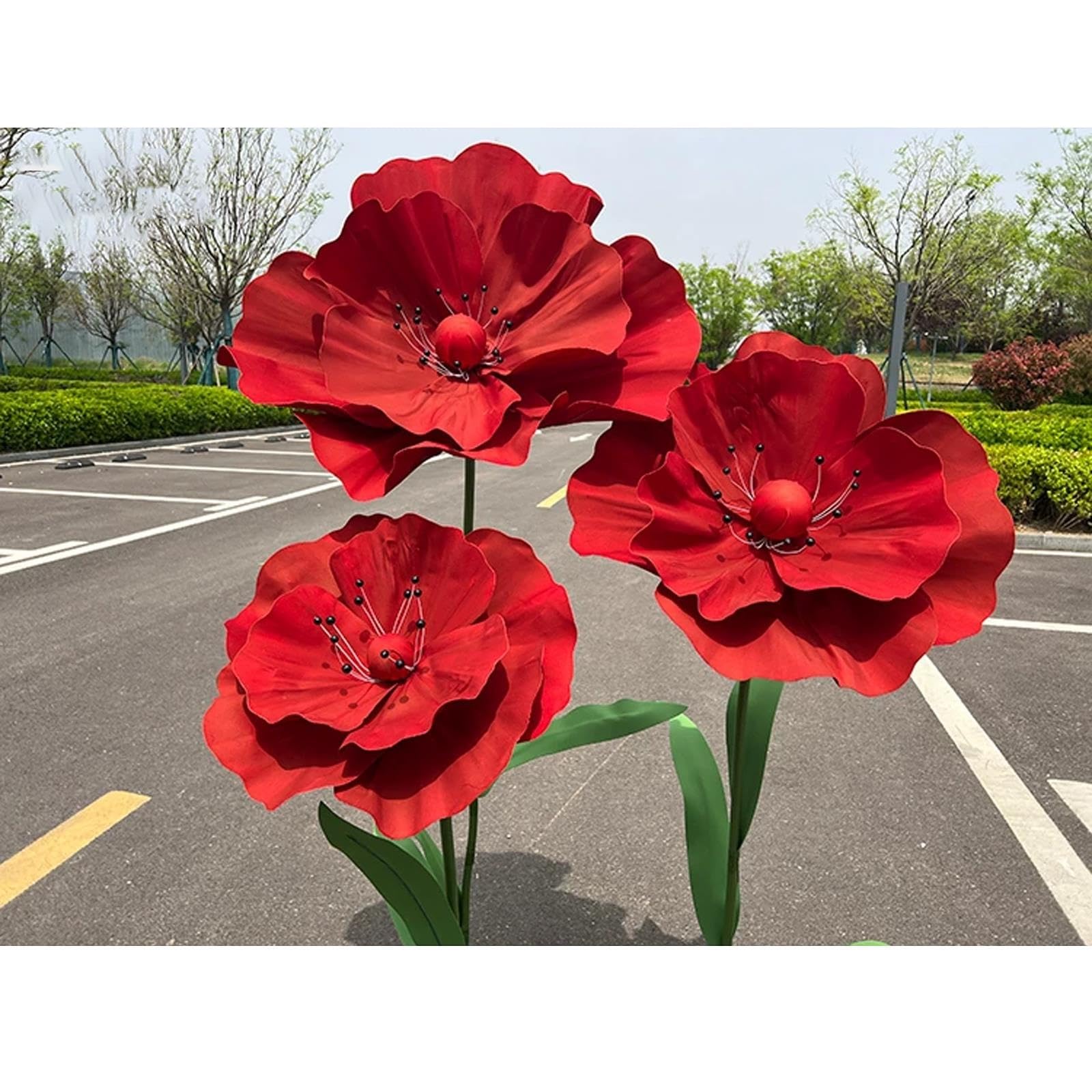Große Künstliche Dekos Blumen aus Eva‑Schaum mit Stabiler Metallbasis | Realistische Stehende Kunstblumen for Hochzeitsdekorationen, Party, Garten‑ und Laden‑Schaufensterdekoration(Style 4)