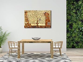 Wieco Art Tree of Life Large Canvas Prints Wall Art by Gustav Klimt Classical Oil Paintings Love Pictures Decor for Living Room Bedroom Home Decorations Modern Stretched and Framed Giclee Artwork