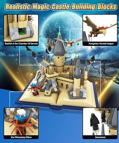 Miniatura 2 de Snlywan Harry Castle Book - Juego de juguetes de bloques de construcción, juguetes educativos STEM, juego de juego, realista, creativo,
