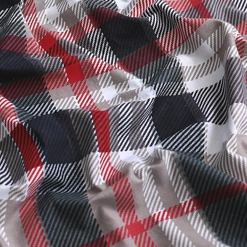 Miniatura 4 de Feather & Stitch - Juego de sábanas de franela de 100% algodón, 4 piezas, sábana encimera de franela de algodón cepillado, sábana bajera de