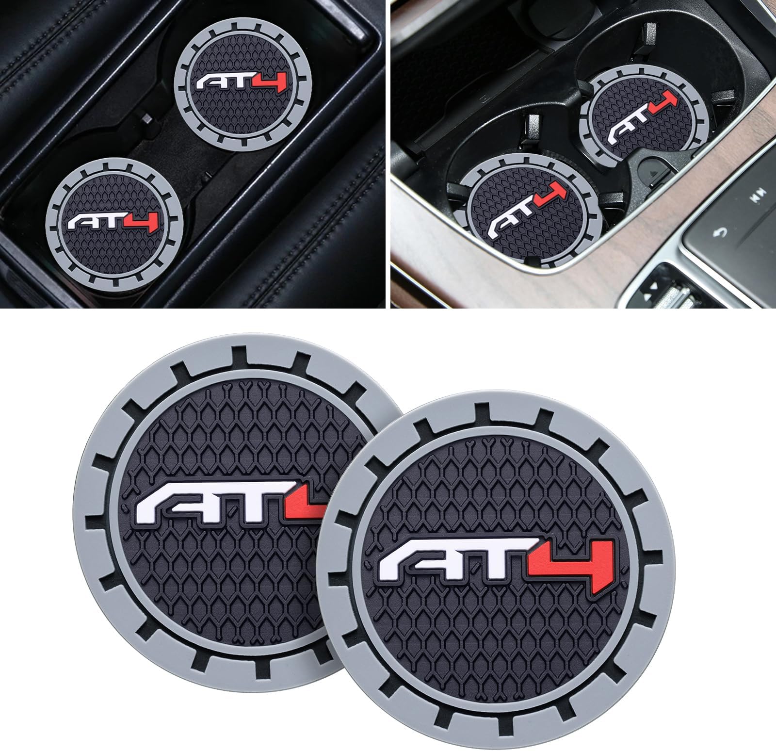 Car Cup Coaster, 2PCS Universal Non-Slip Cup Holders, Compatible with GMC AT4 Car Cup Holder Coasters，Car Drink Coaster Holder Accessory, Black
