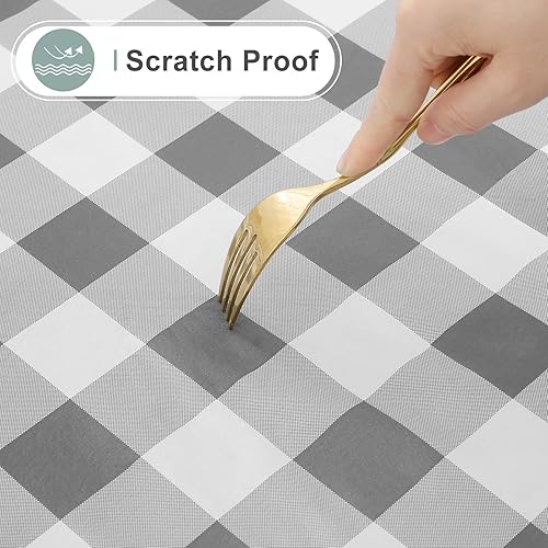 Miniatura 4 de misaya Mantel rectangular de vinilo impermeable, mantel con parte trasera de franela de búfalo, mantel de plástico lavable para cena, cocina,