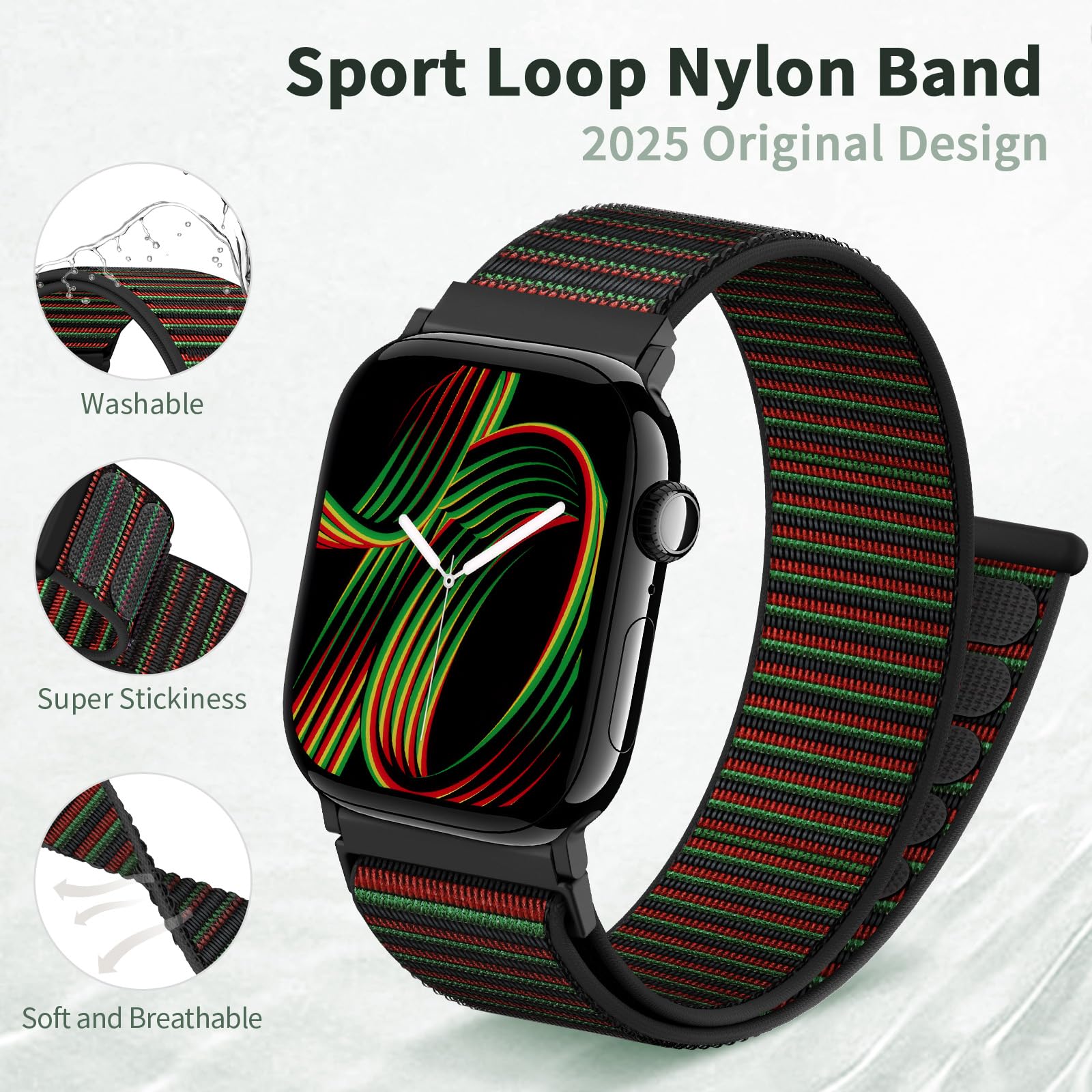 AMSKY Nylon Sport Loop Compatibile con Cinturino Apple Watch 40mm 38 mm 41 mm 42 mm 44 mm 45 mm 46 mm 49 mm Donne Uomo,Soft Sport Loop Originale Cinturini per iWatch 10 9 8 7 6 5 4 3 Se Ultra 2 1