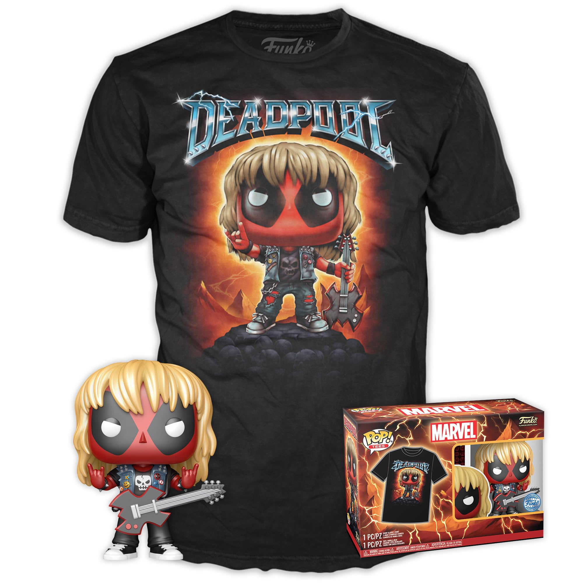 Funko Pop! & Tee: Deadpool - Heavy Metal - L - T-Shirt - Kleidung mit Vinyl-Sammelfigur - Geschenkidee - Spielzeug und Kurzärmeliges Top Für Erwachsene Männer und Frauen - Offizielle Handelswaren