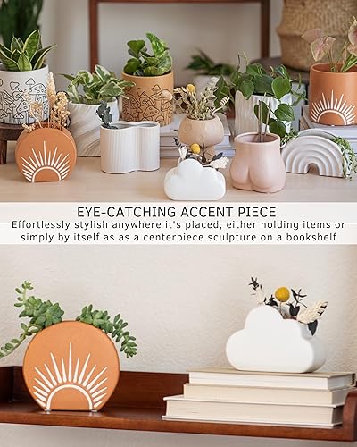 Miniatura 8 de Macetas colgantes de nube para plantas de interior, maceta colgante de cerámica blanca con cuerda de macramé ajustable con agujero de drenaje,