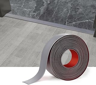 8Ft Floor Transition Strip Self Adhesive Vinyl Flat Divider Transitions Strip Wood Grain Design for Laminate Floor Gaps and Threshold Cover Molding(Grey)