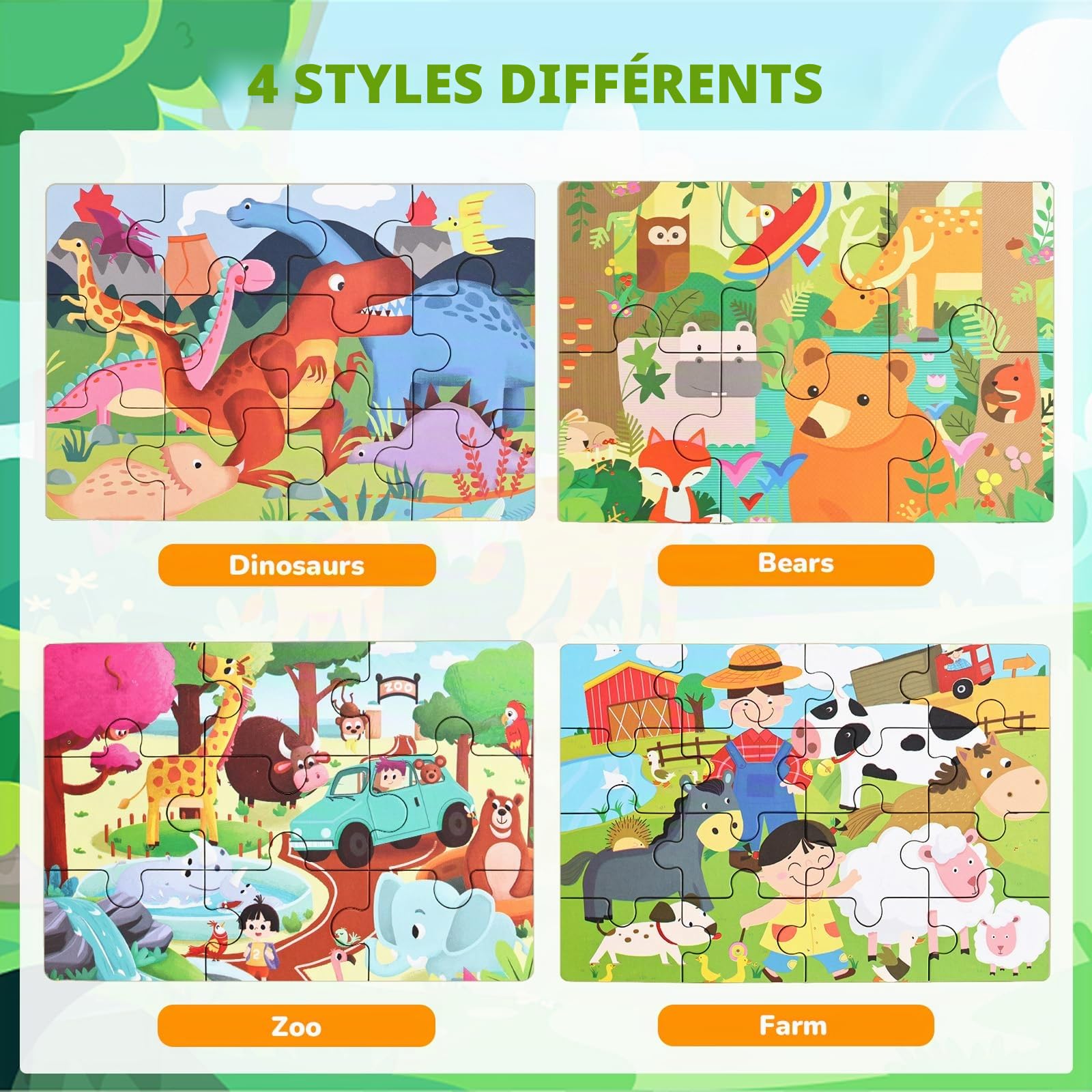 Puzzle Enfant 2-4 Ans 5 Niveaux - Jeu Éducatif Bois et Carton, Cadeau