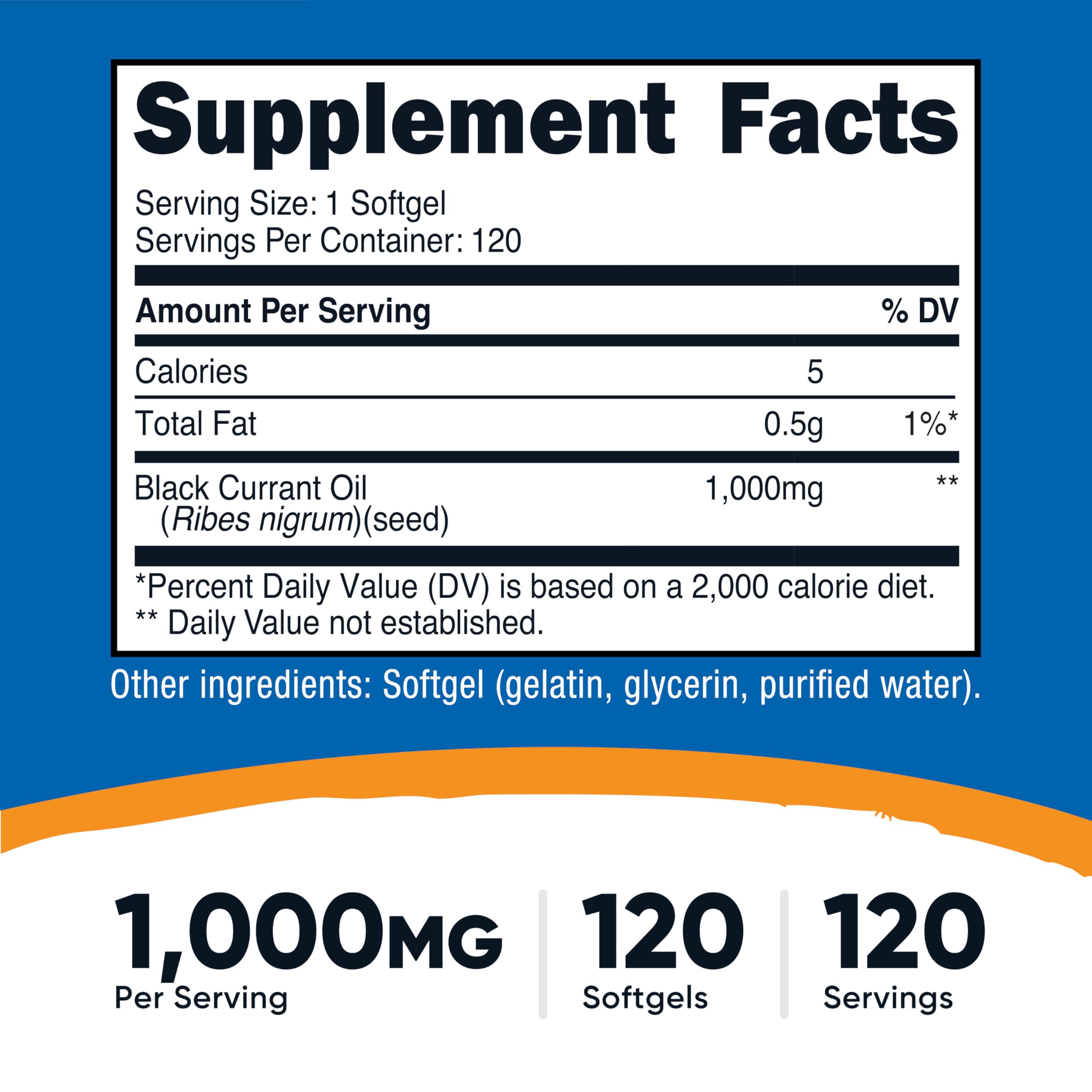 Nutricost Black Currant Oil (1000mg) 120 Softgels, Cold Pressed, GMO-Free — Amazon image 2