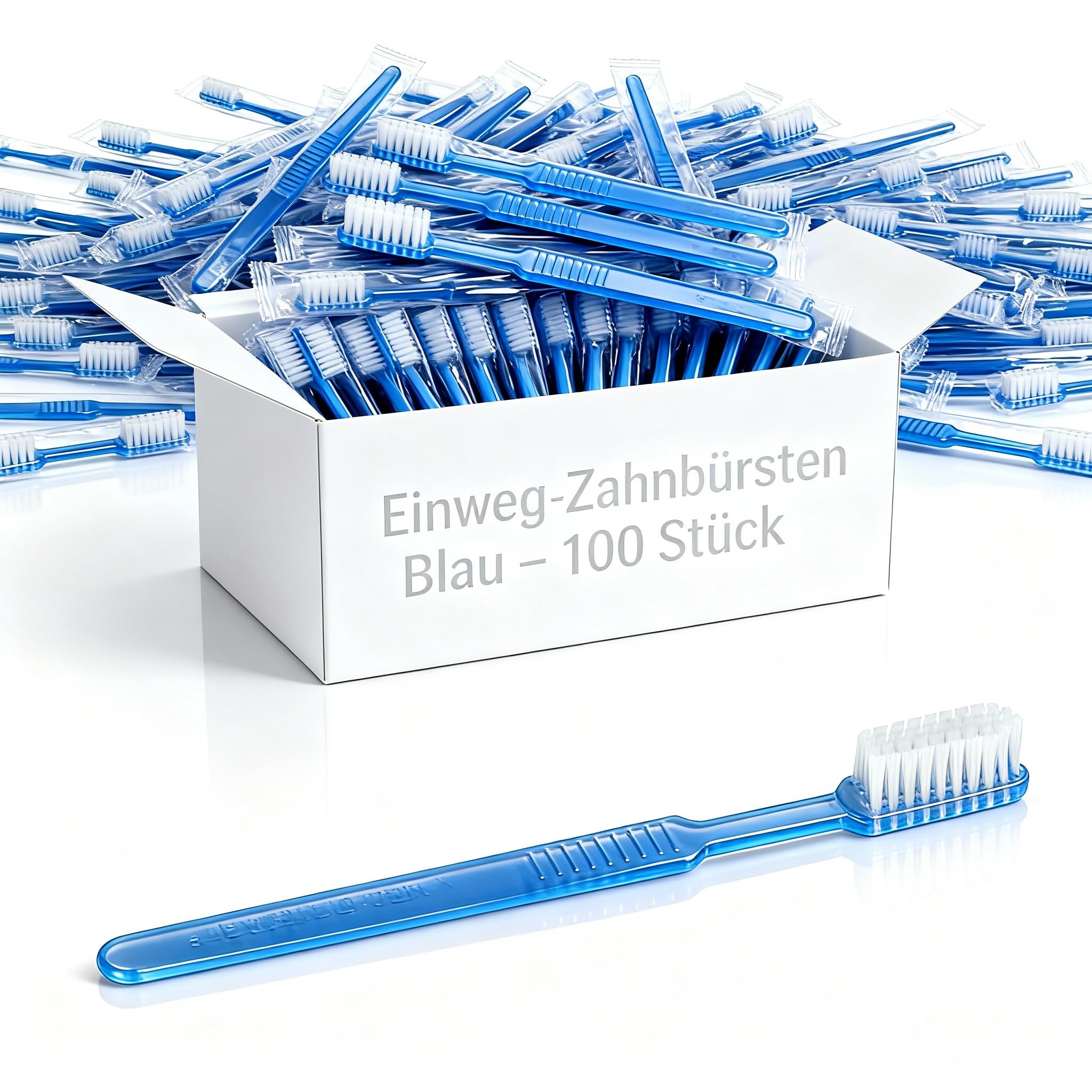 Einweg-Zahnbürste, Dentalbürste, 100 Stück, Blau, Polystyrol, Ohne Zahnpasta, Größe: 100 Stück