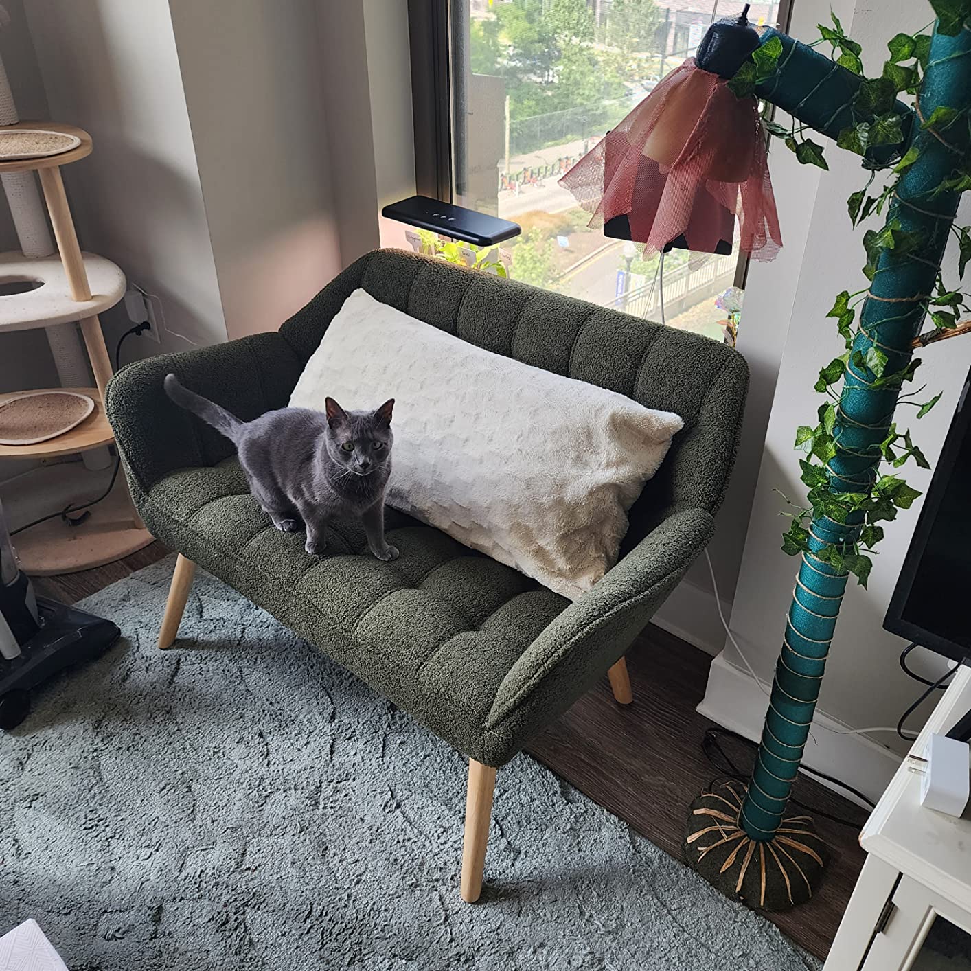 35/mo Finance ZSARTS Green Accent Chair with Ottoman, Modern Sherpa