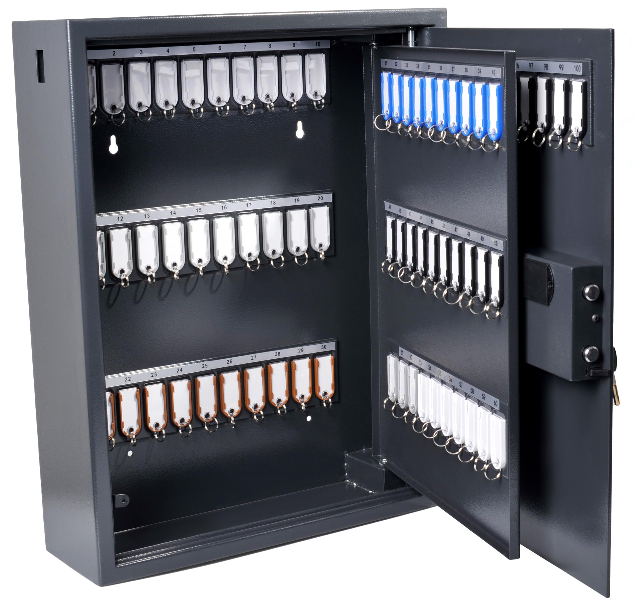 Pavo - Armoire à clés Haute sécurité Magnettag pour 100 clés - Gris foncé, 8015658