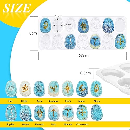 Miniatura 2 de Patelai Moldes de resina para letras de runa, molde de silicona con símbolo de energía, molde de silicona para manualidades, para fiestas de