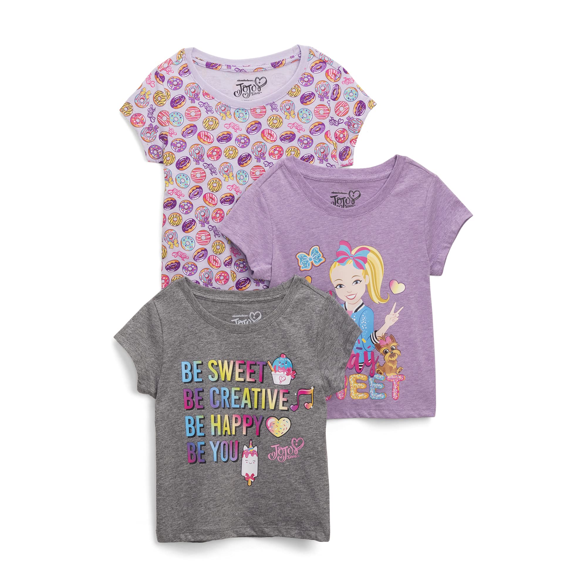 JoJo Siwa girls Toddler Short Sleeve T-Shirt Bundle 3 Pack Tees T-Shirt