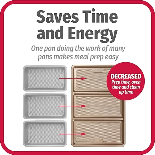 Miniatura 5 de GoodCook Best Bake - Sartén dividida de acero al carbono texturizado antiadherente, 11 x 17 pulgadas, bronce