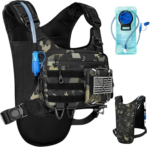 Miniatura 8 de Chaleco de hidratación con vejiga de agua de 2 litros para hombres y mujeres, mochila de hidratación ligera y ajustable, bolsa reflectante de