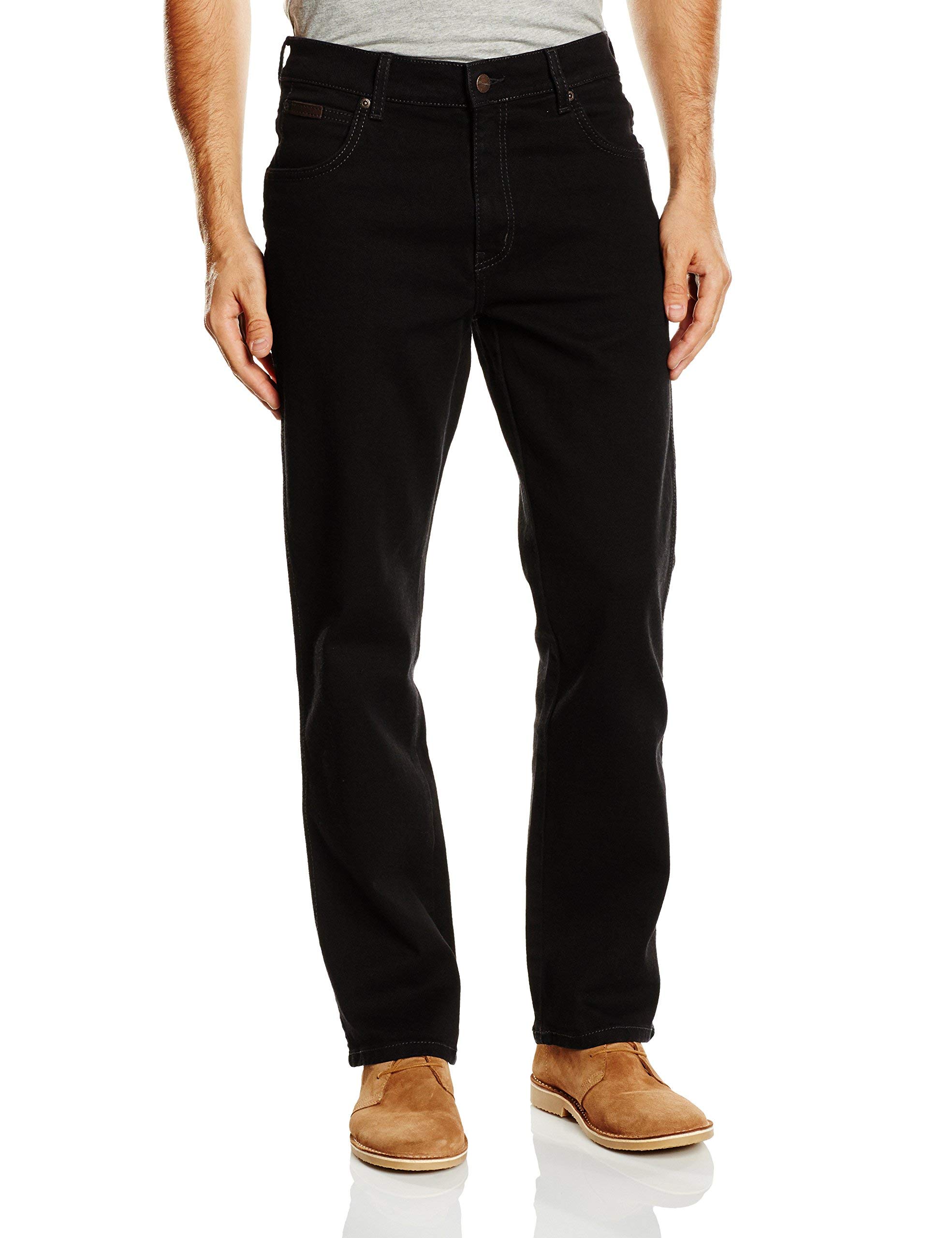 Wrangler Men's Texas Stretch Straight Jeans, Black Overdye, W36/L30