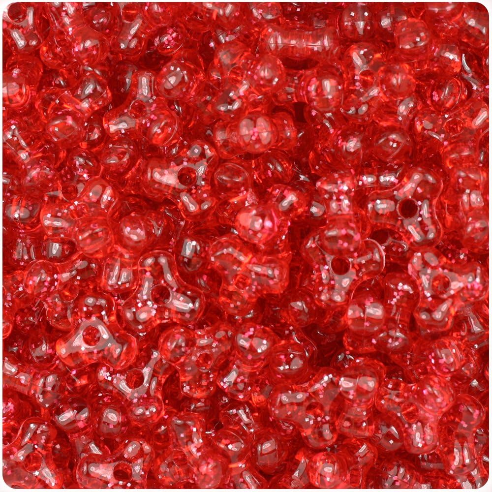 BeadTin Ruby Sparkle 11mm TriBead Plastic Craft Beads (500pcs)