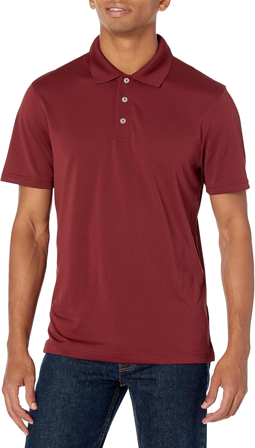 Amazon Essentials Men's Slim-Fit Quick-Dry Golf Polo Shirt-Discontinued Colors Polyester Burgundy Medium