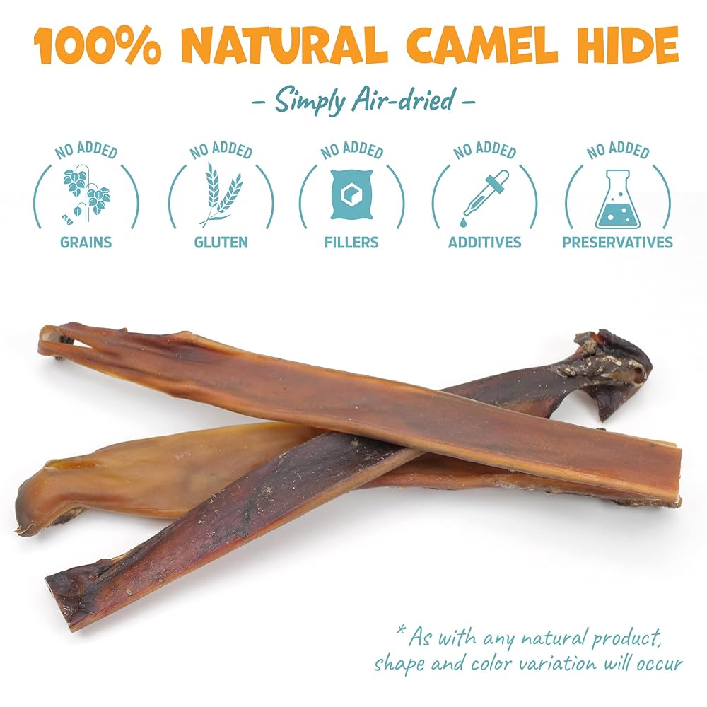Camel Skin Chews For Dogs U2013 Premium Natural Dog Treats: Long Lasting Chew For Dental Health, Perfect For Medium To Large Dogs With Unique Camel Scalp & Strips Flavor