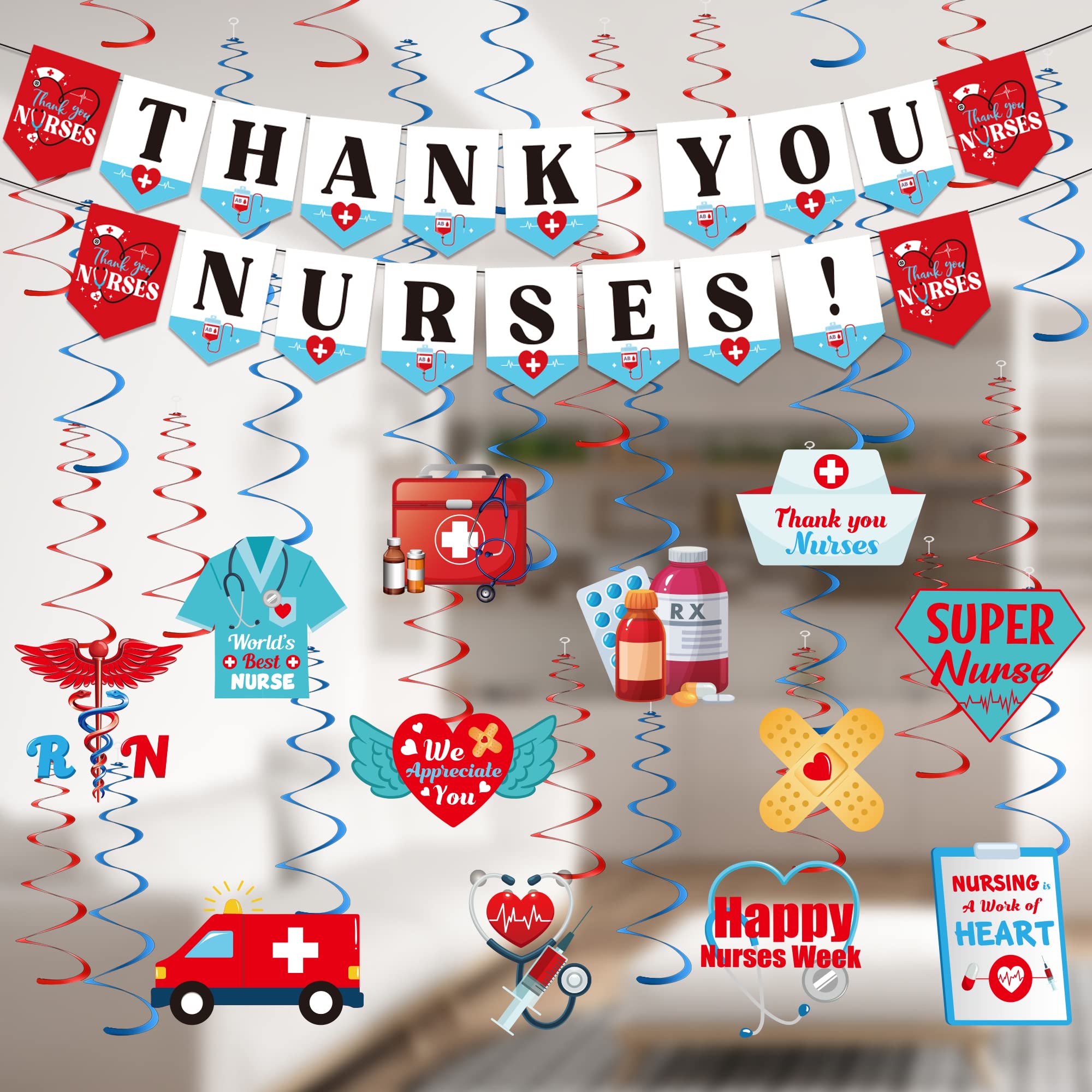 Snapklik.com : Nurses Week Decorations, THANK YOU NURSES Banner & 12PCS