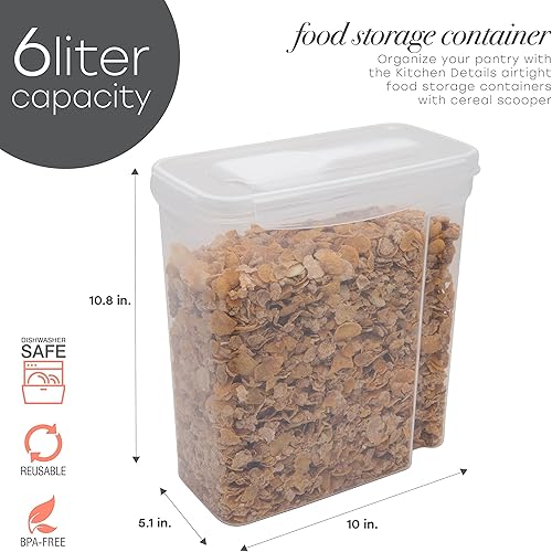 Miniatura 2 de Kitchen Details Recipiente para cereales con cuchara  Mediano  Hermético  Lata de alimentos  Se mantiene fresca  Organizadores de almacenamiento de