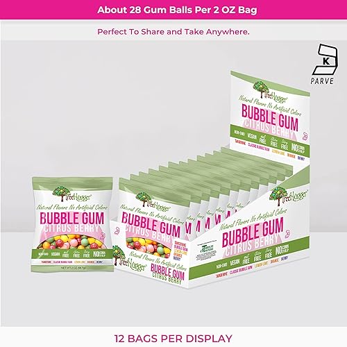 Miniatura 6 de Tree Hugger Goma de mascar, bayas cítricas, sabores naturales, sin colores artificiales, 2 onzas (paquete de 12)
