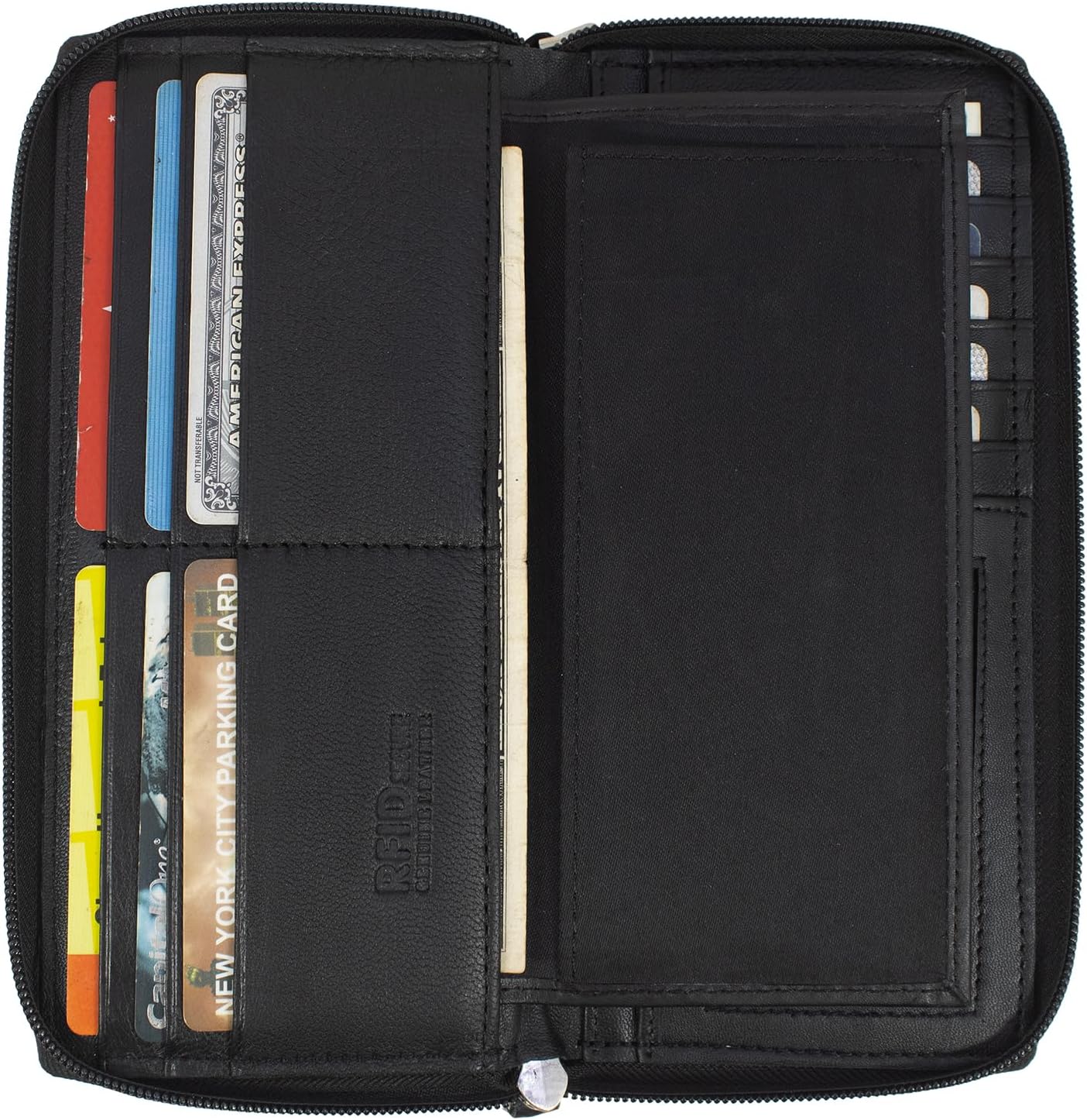 Paul Walter Premium Leather Women's Checkbook Cover with RFID Blocking, Black - Image 3