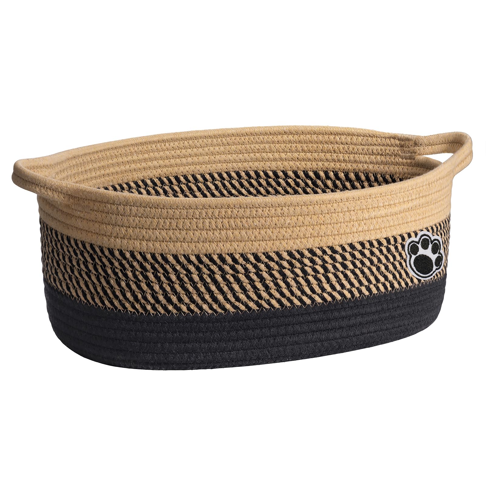 TIMEYARD Hundekorb, Babykorb zum Verschenken, Weidenkörbe für Hunde, niedlicher Korb mit Griffen, Keine Geflochtene Körbe für Kinderzimmer, 35 x 25 x 15 cm, Schwarz Braun
