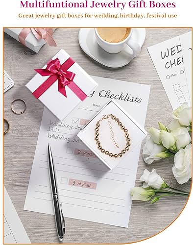 Miniatura 8 de MESHA - Cajas para joyería, de 3.5 x 3.5 x 1pulgadas, de cartón con relleno de algodón, para regalo