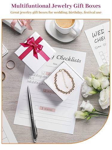 Miniatura 8 de MESHA - Cajas para joyería, de 3.5 x 3.5 x 1pulgadas, de cartón con relleno de algodón, para regalo