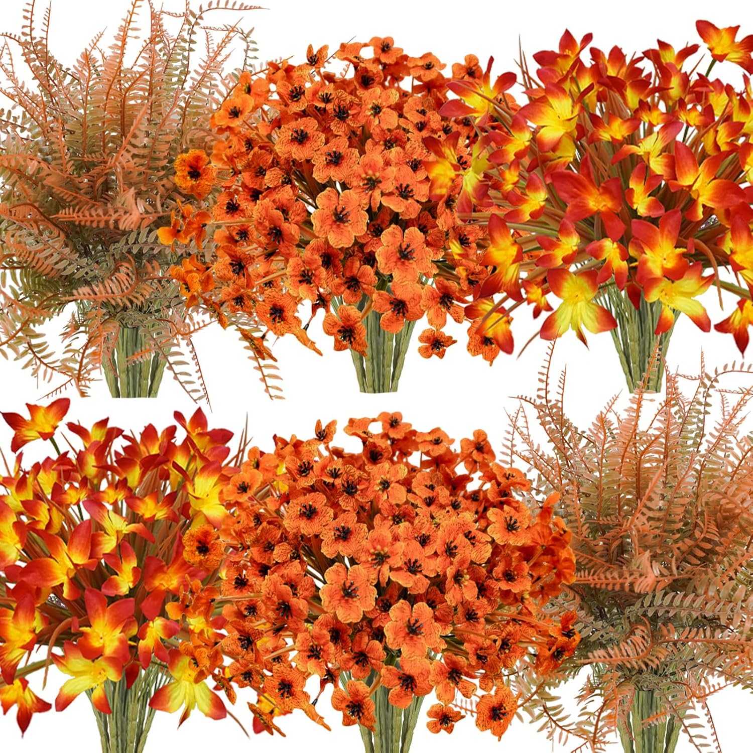 Fall Flowers Outdoor Faux 64pcs UV-Resistant Pack