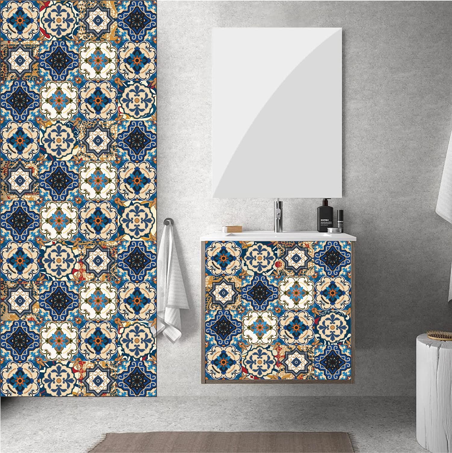 GRAPHIX DESIGN Moroccan Tile Stickers for Kitchen Backsplash Bathroom Floor Wood Glass Stick Home Decor Furniture (8x8 inch, styel 36 pic) 3