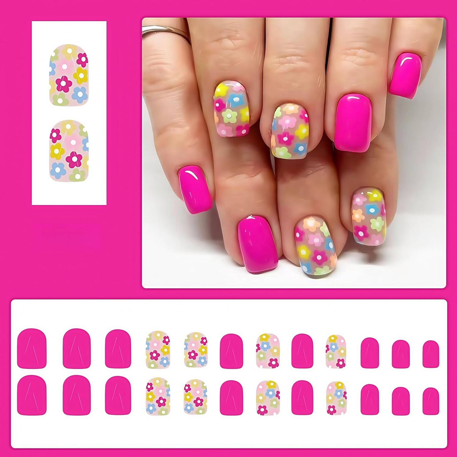 24Pcs Flower Press on Nails Review