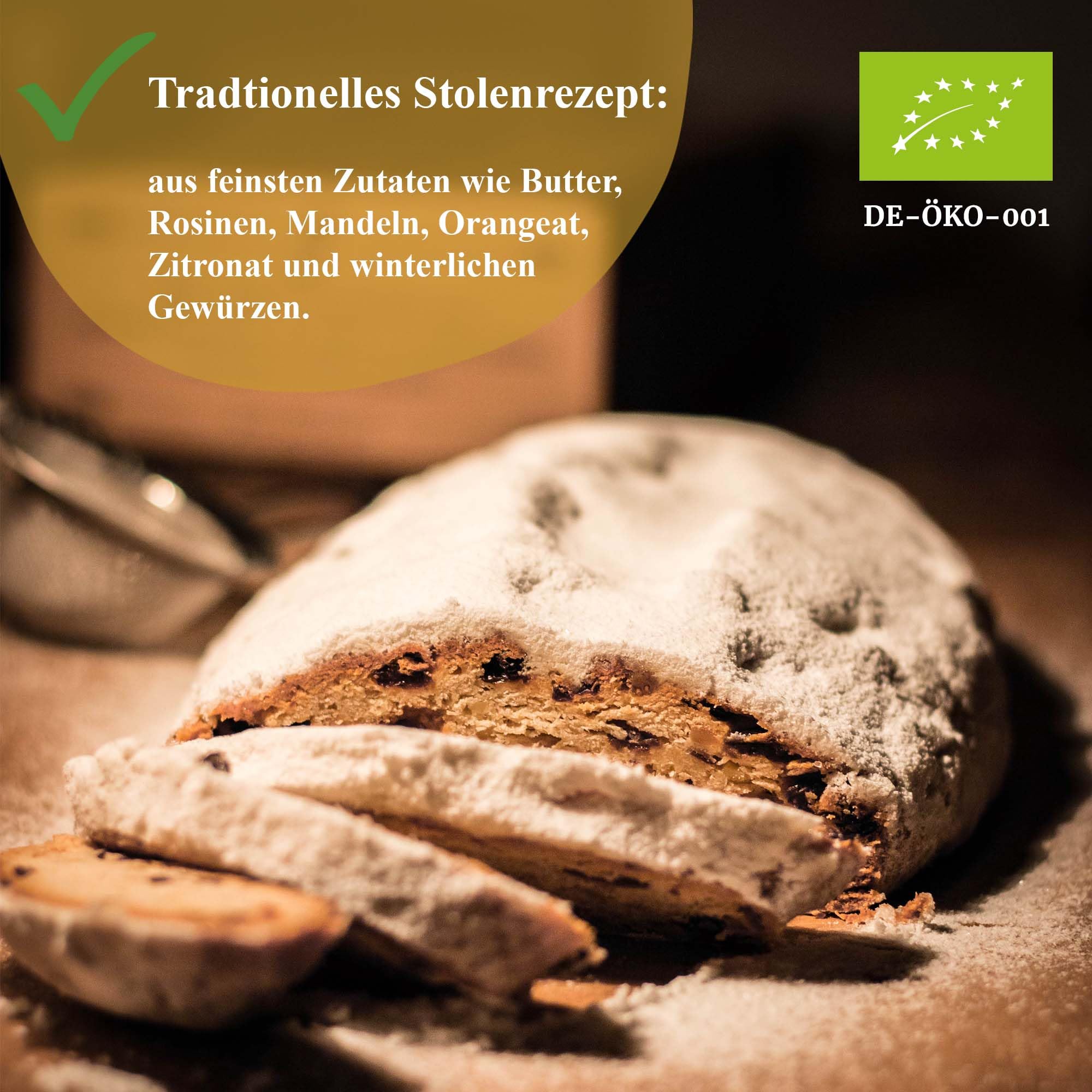 Bäckerei Spiegelhauer Christstollen Bio Stollen 1 kg aus Sachsen Stollen im Präsentkarton ohne Palmöl Stolle